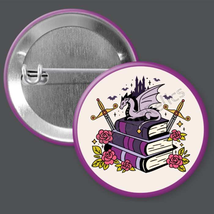 Romantasy Book Dragon - 1.5" or 2.25", Pin or Magnet