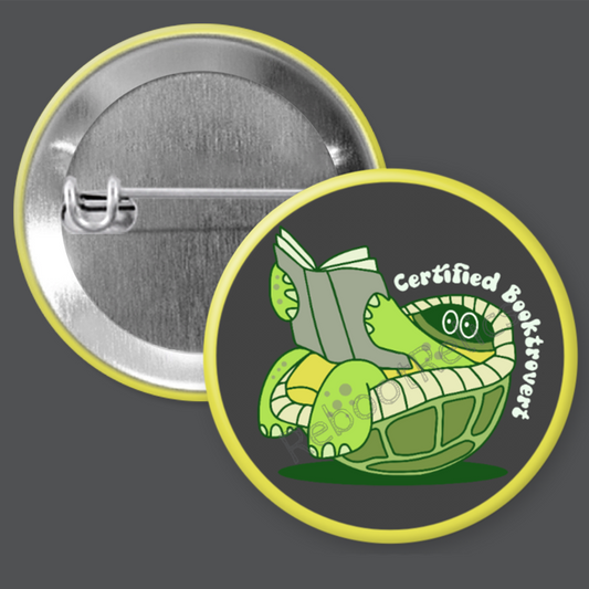 Certified Booktrovert Turtle - 1.5" or 2.25", Pin or Magnet