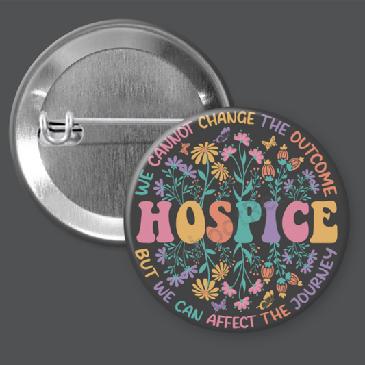 Hospice Nurse: Pastels, Gray Background - 1.5" or 2.25", Pin or Magnet