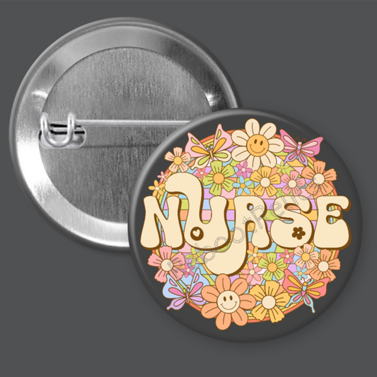 Nurse: Groovy Pastels - 1.5" or 2.25", Pin or Magnet