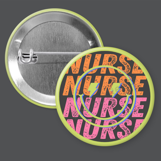 Nurse: Neon Smiley Face - 1.5" or 2.25", Pin or Magnet